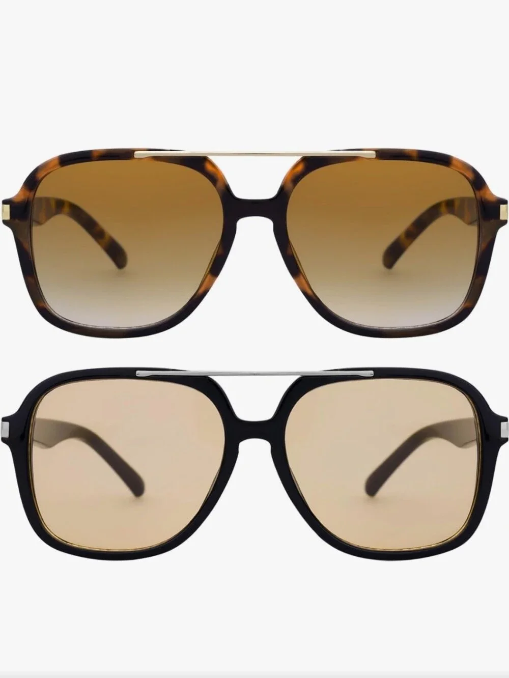 RETRO Unisex Aviator Sunglasses - Black & Tortoise shell - 2 PACK
